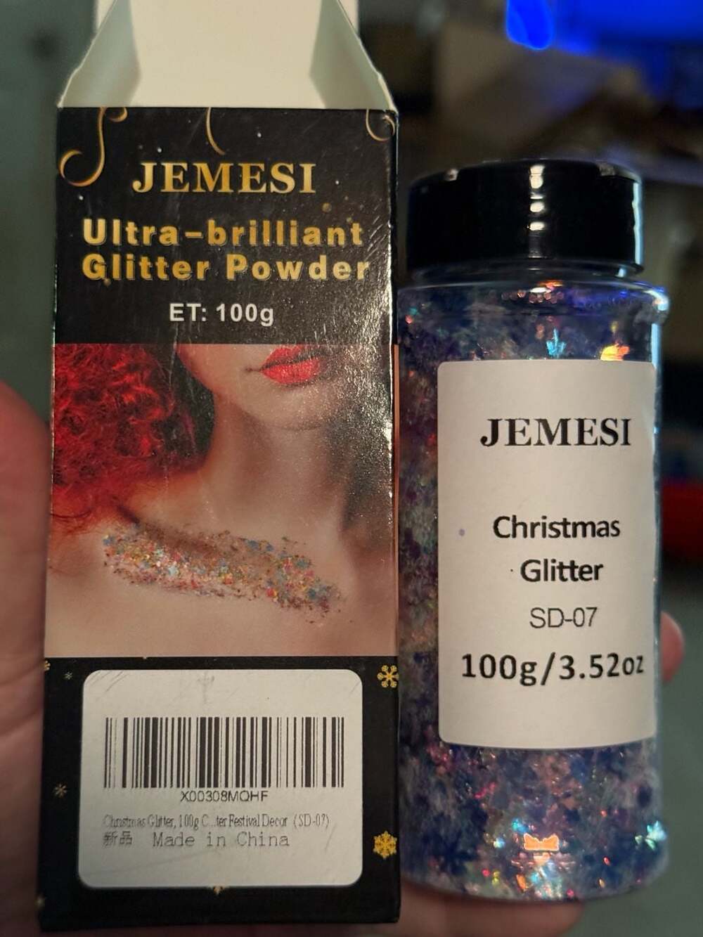 JEMESI Ultra-brilliant Christmas‎ Glitter Powder SD-07 Iridescent Snowflake 100g